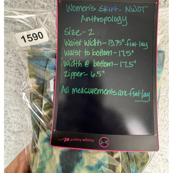 Anthropologie Womens Floral Corduroy Pencil Skirt Size 2 Green & Blue Vtg Style - Picture 10 of 11